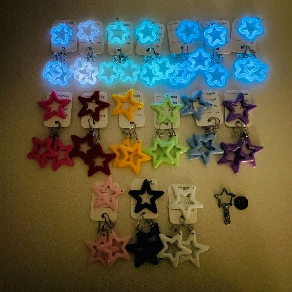 glow Star Earrings Pacifiers charms rainbow colors Kidcore kandi kids kit